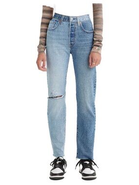 Levi’s 501 Original Jeans Distressed Knee Dual Wash Denim Size 26 W26 L30